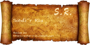 Sohár Ria névjegykártya
